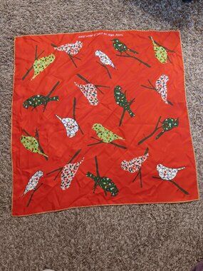 Knot Wrap At Lush by Enora Jacquin red & floral birds square scarf